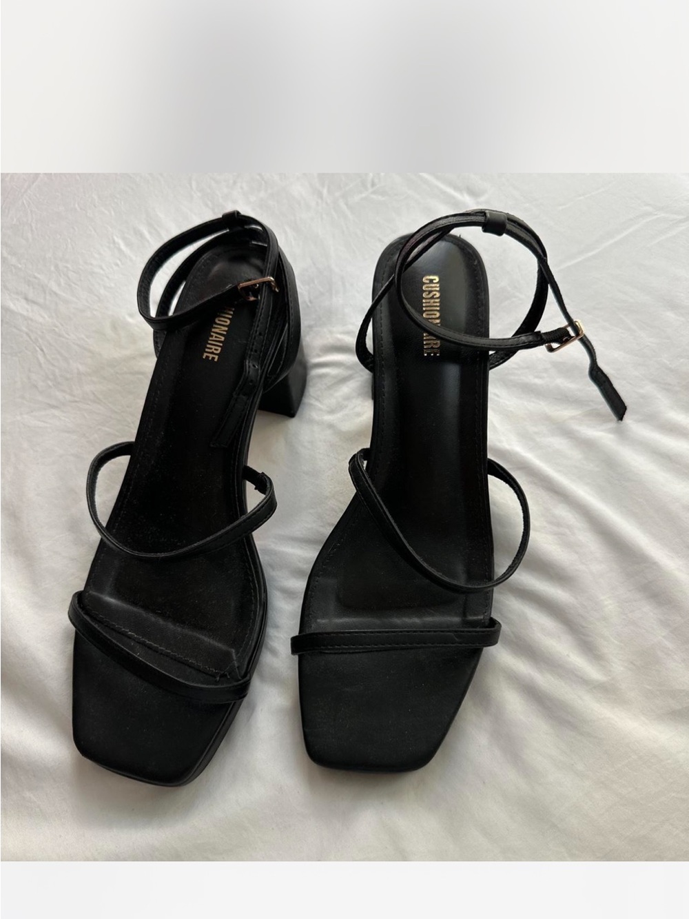 Black Strappy Block Heel Sandals